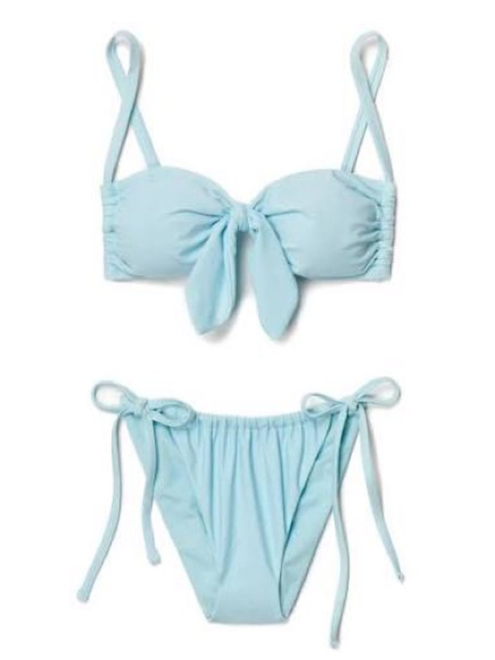 Adore Me Light Blue Tie Bikini Set Size M